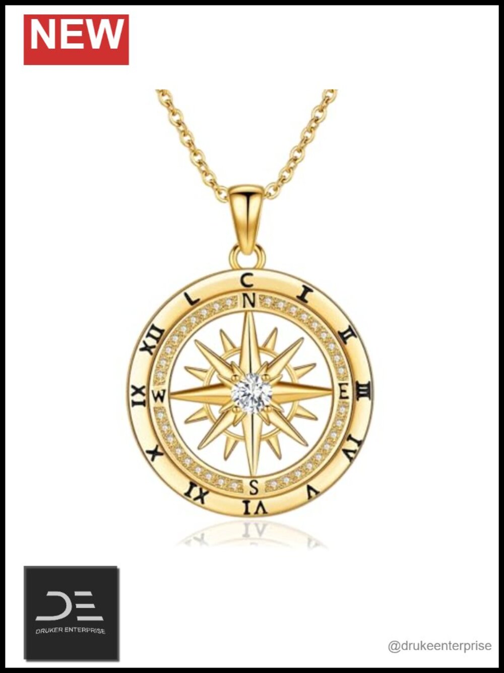 925 Sterling Silver Compass Pendant Necklace for Women, Travel Jewelry Gift for